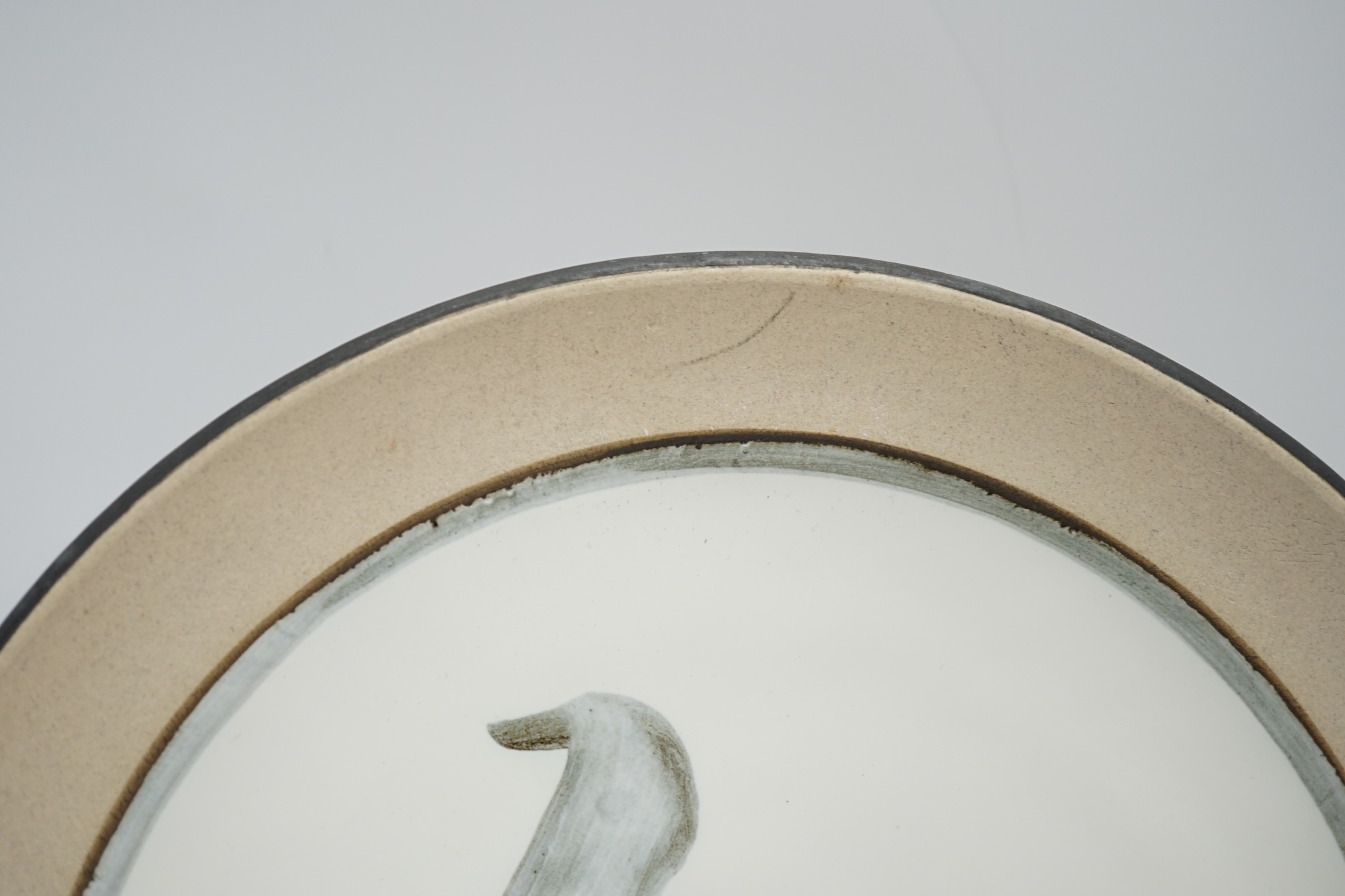From the Studio of Fred Cuming. Wally Cole, Rye pottery dish, signed to underside, 29cm diameter. Condition - good